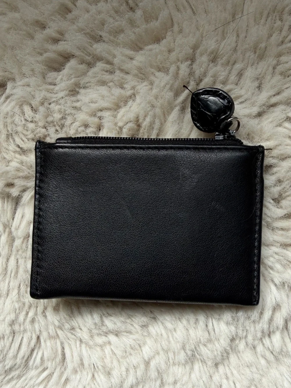 Brighton small black leather wallet featuring a heart-shaped photo slot
